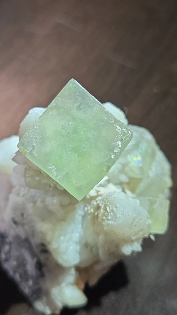 Fluorite sur quartz du Maroc ( UV réaction )