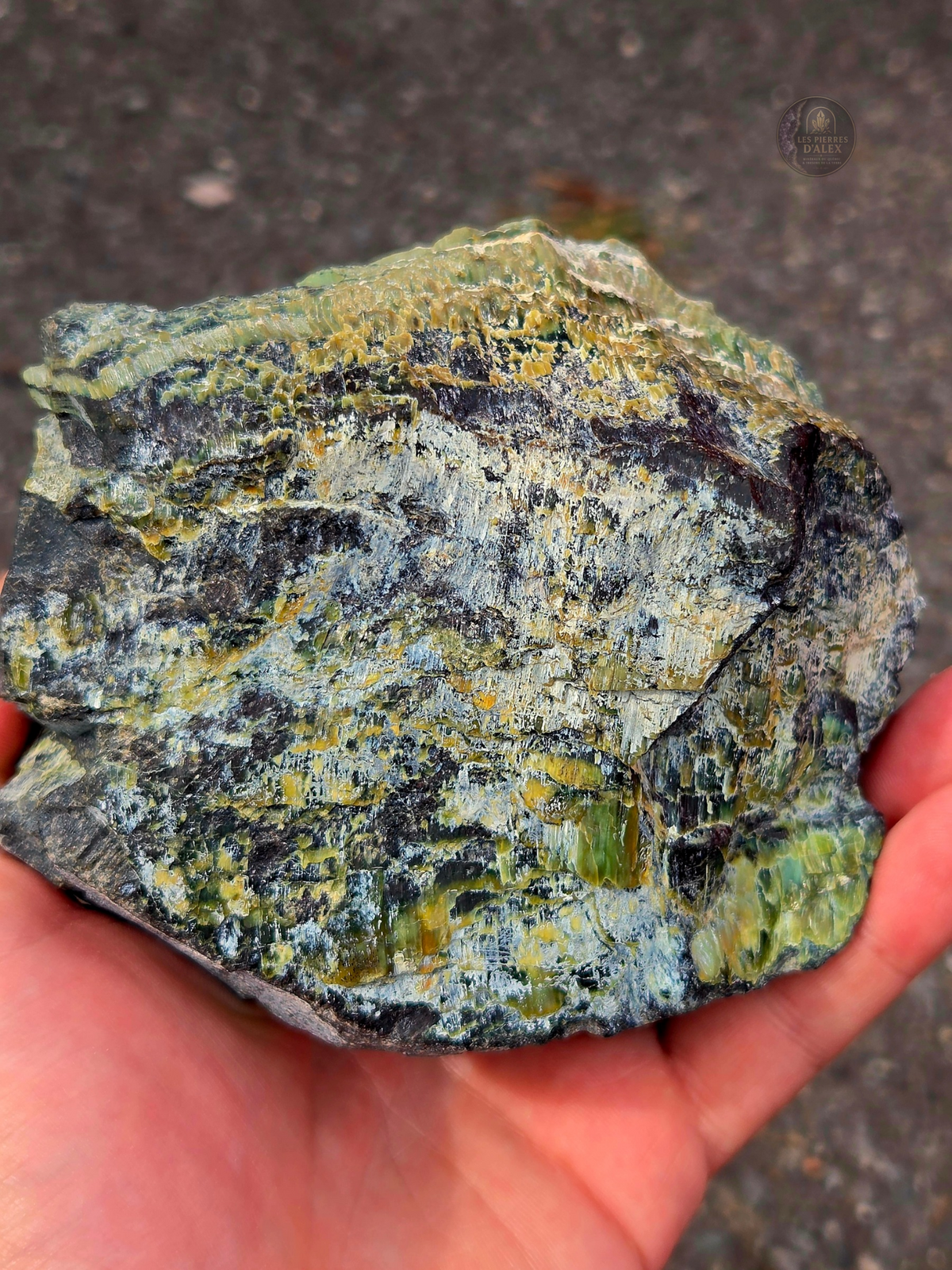spécimen naturel de serpentine riche en antigorite