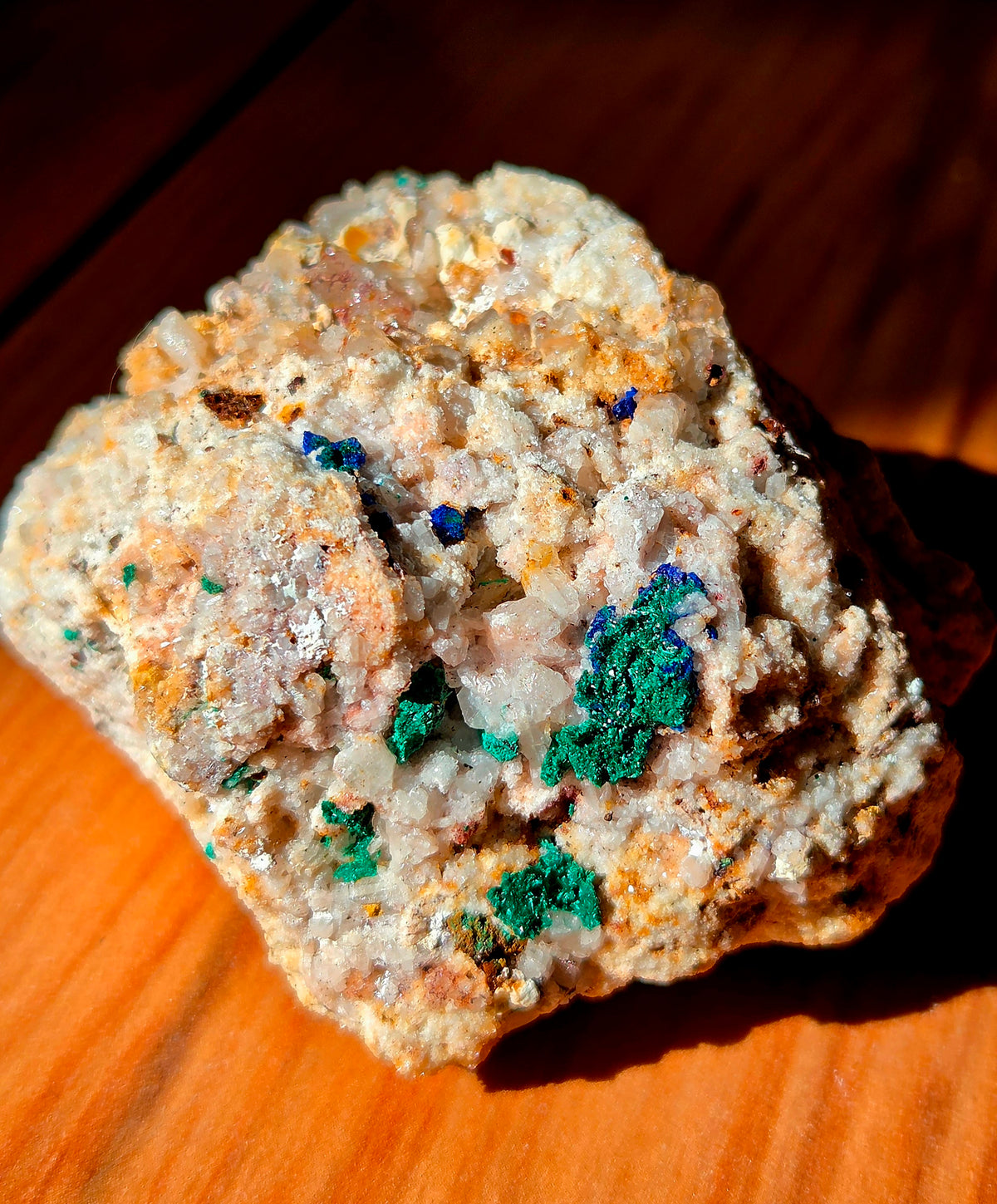 Spécimen Azurite avec malachite et quartz du maroc